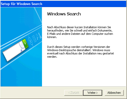 Setup für Windows Search